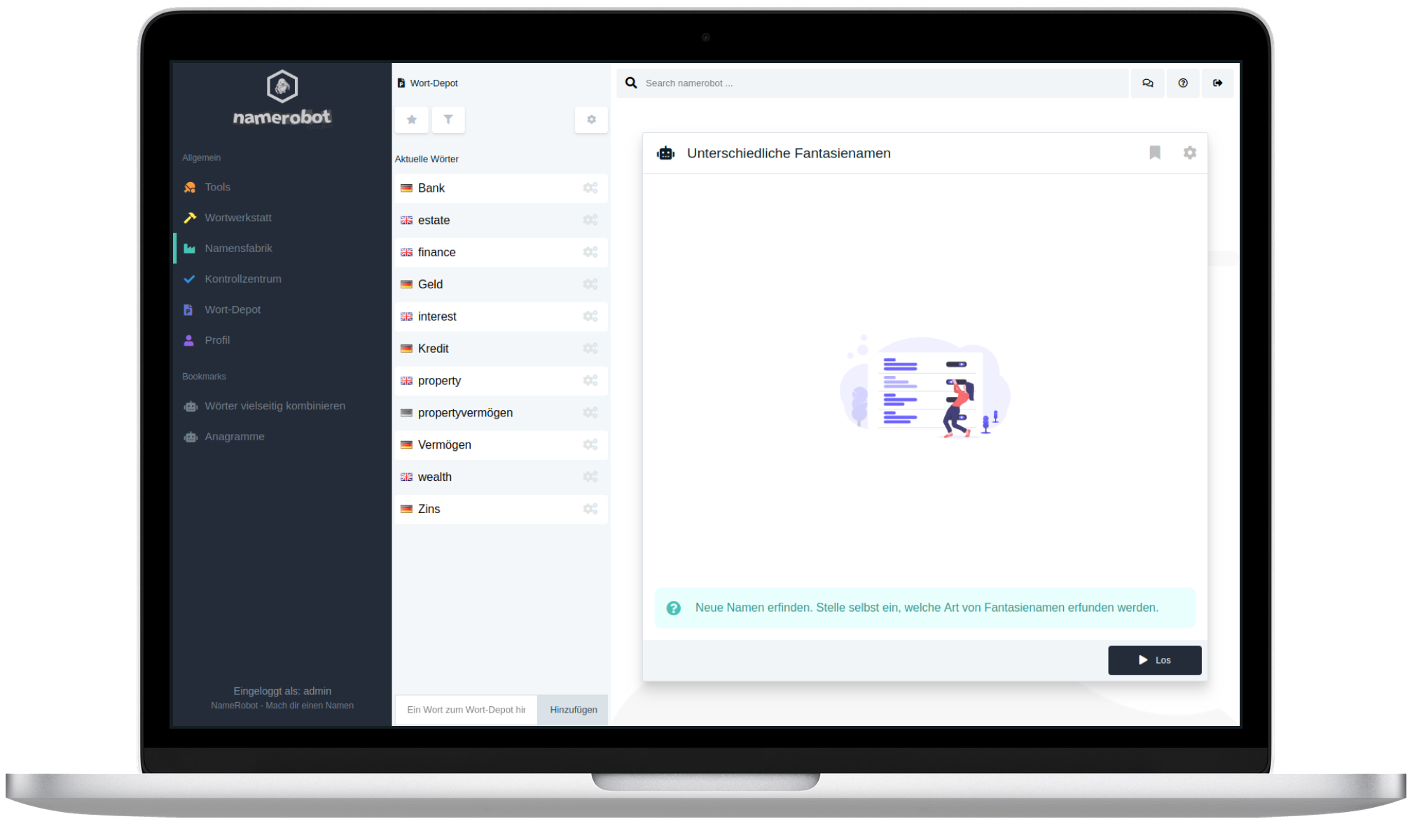 NameRobot - Toolbox in Action Screenshot der NameRobot  Toolbox Ansicht